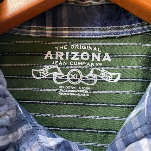 Original Arizona Jean Company Blue White Striped Collar Shirt Size XL - Picture 6 of 6